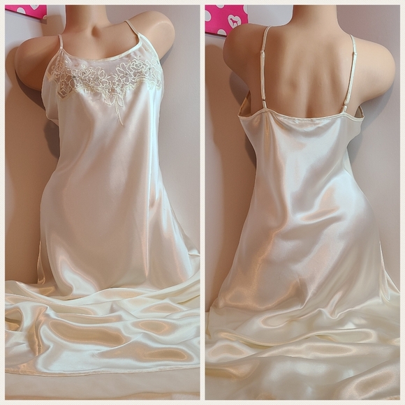 Madison Studio Other - VTG Madison Studio Bridal Beaded Satin Maxi Slip Dress Chemise Size M